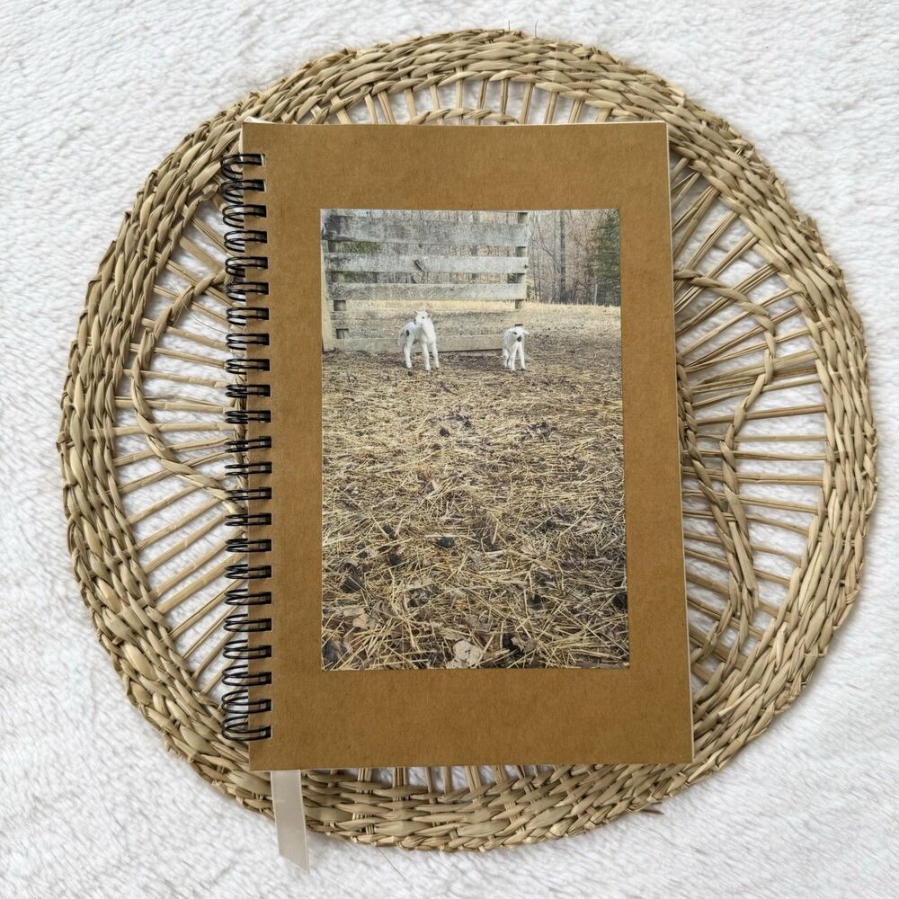Handmade Lamb Siblings Photo Notebook W/Bookmark A5 Unlined 60 Sheets 120 Pages